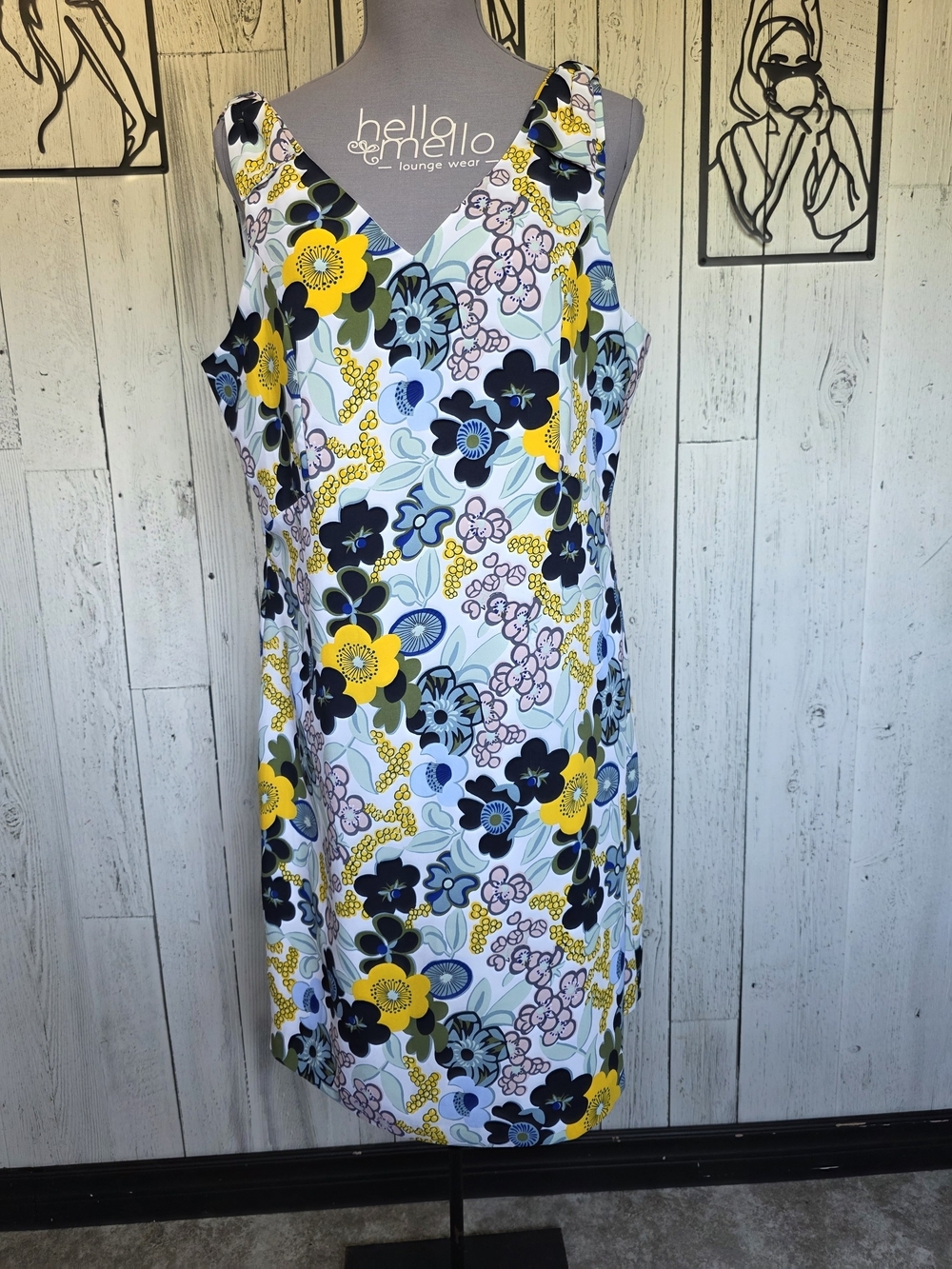 Ann Taylor Petite Floral Shift Dress Size 14P Sleeveless Lined Back Zip